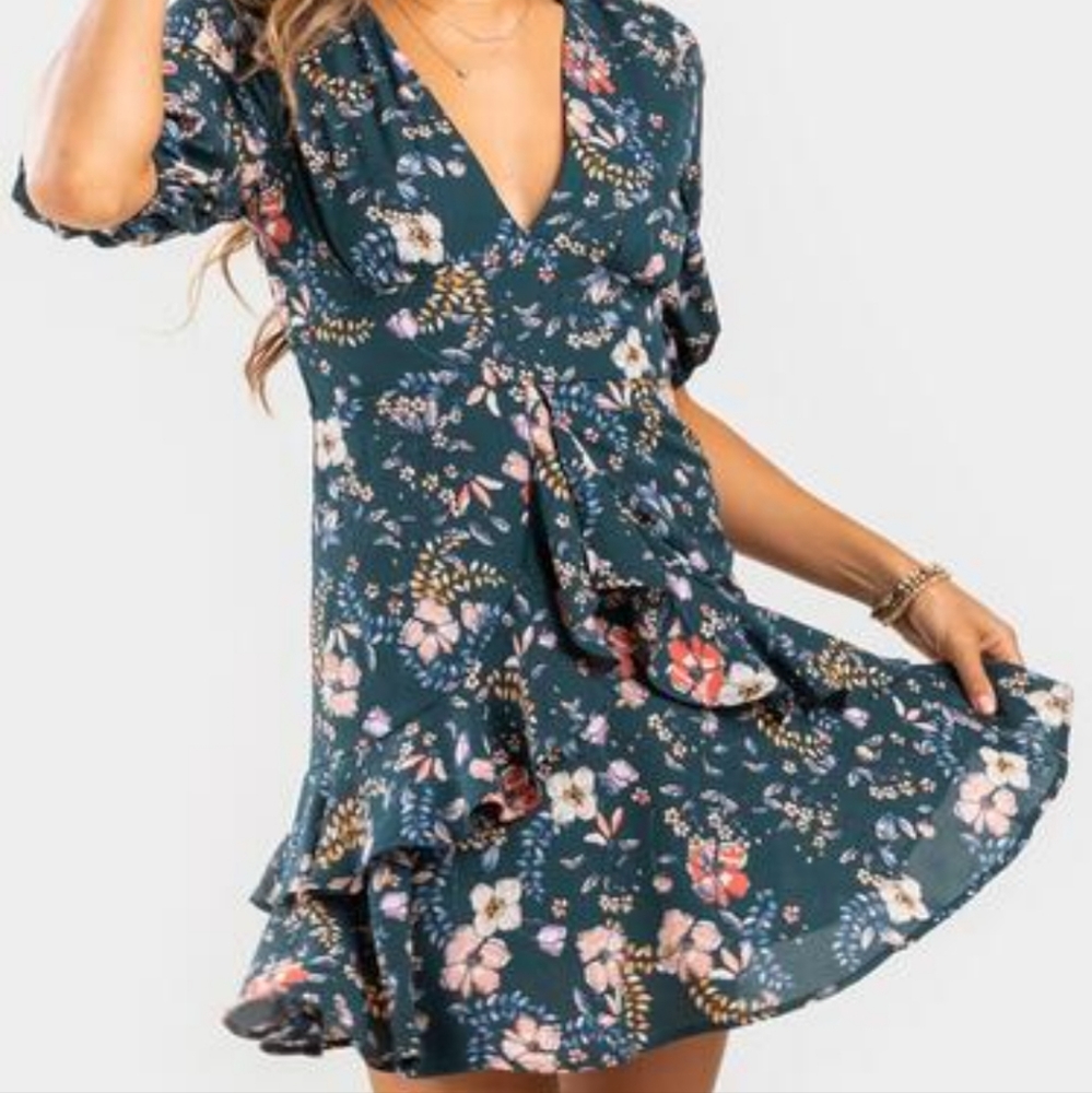Green floral dress
